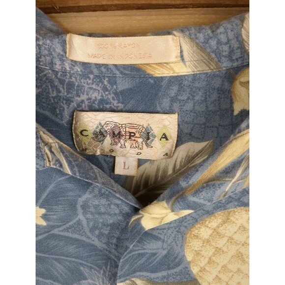 Hawaiian Shirt Mens L Campia Moda Short Sleeve Button Up Blue Pineapple - Picture 3 of 7